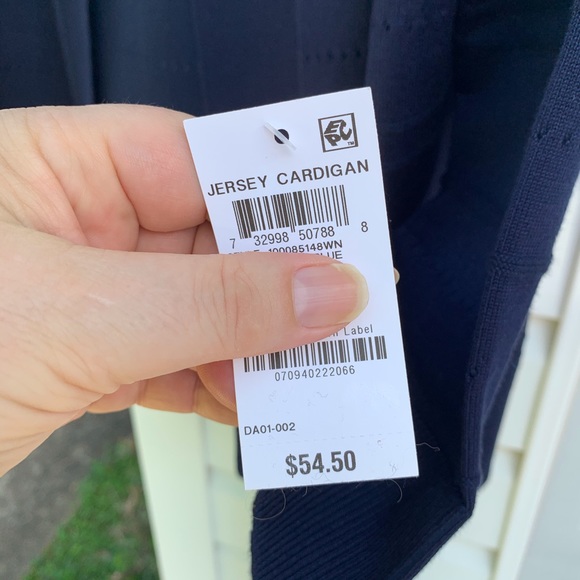 NWT Karen Scott Navy Stripe Open Front Cardigan - Picture 4 of 7